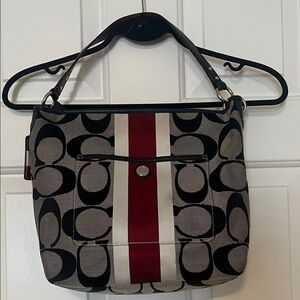 Coach Hampton’s Weekend Signature Stripe Shoulder/Crossbody Bag - 10055 - Red